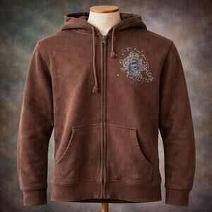 VTG Western Rhinestone Cowboy Boot Hooded Zip Jacket M Ed Hardy Vibes